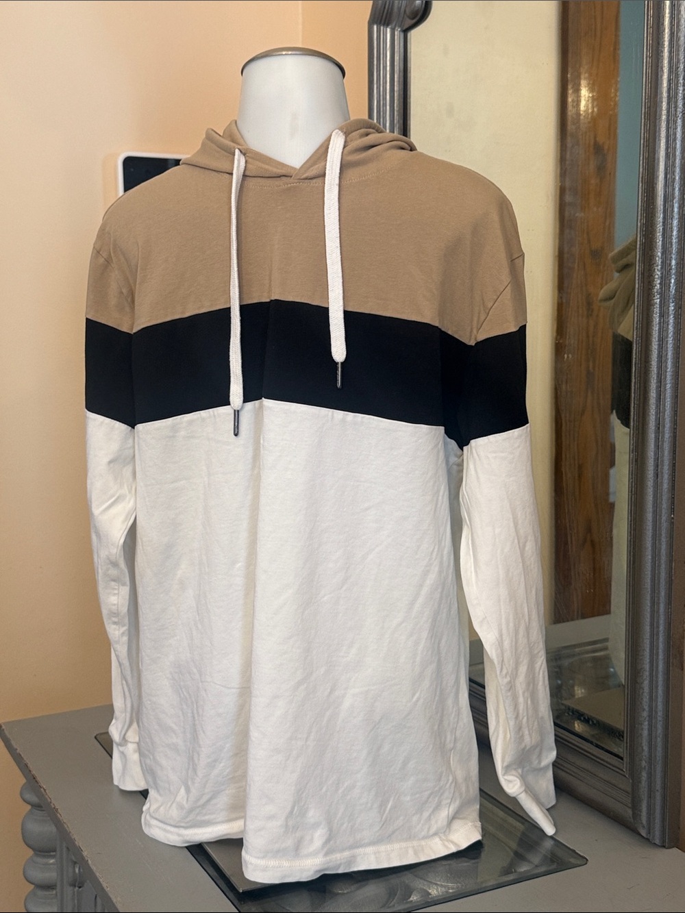 Kenneth Cole New York Large Colorblock Hooded Long Sleeve Shirt